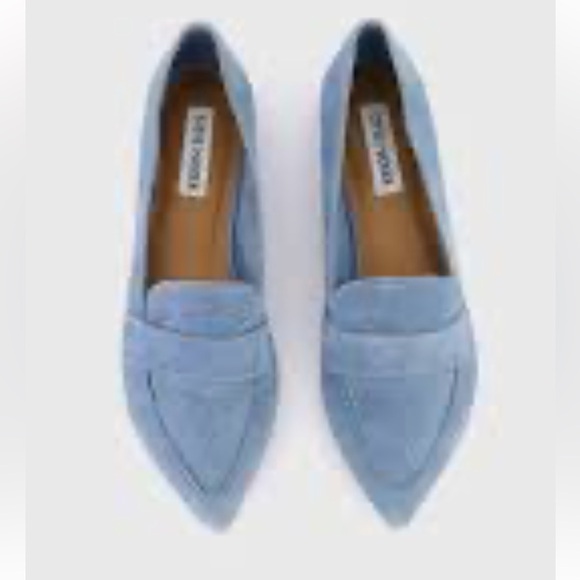 Steve Madden women’s carver Leather Loafer flats size 6 beautiful baby blue used - Picture 9 of 9
